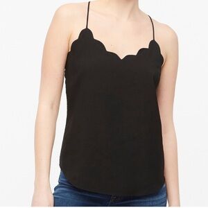NWT J Crew Scalloped Cami Top Tank Sleeveless Black Size 00